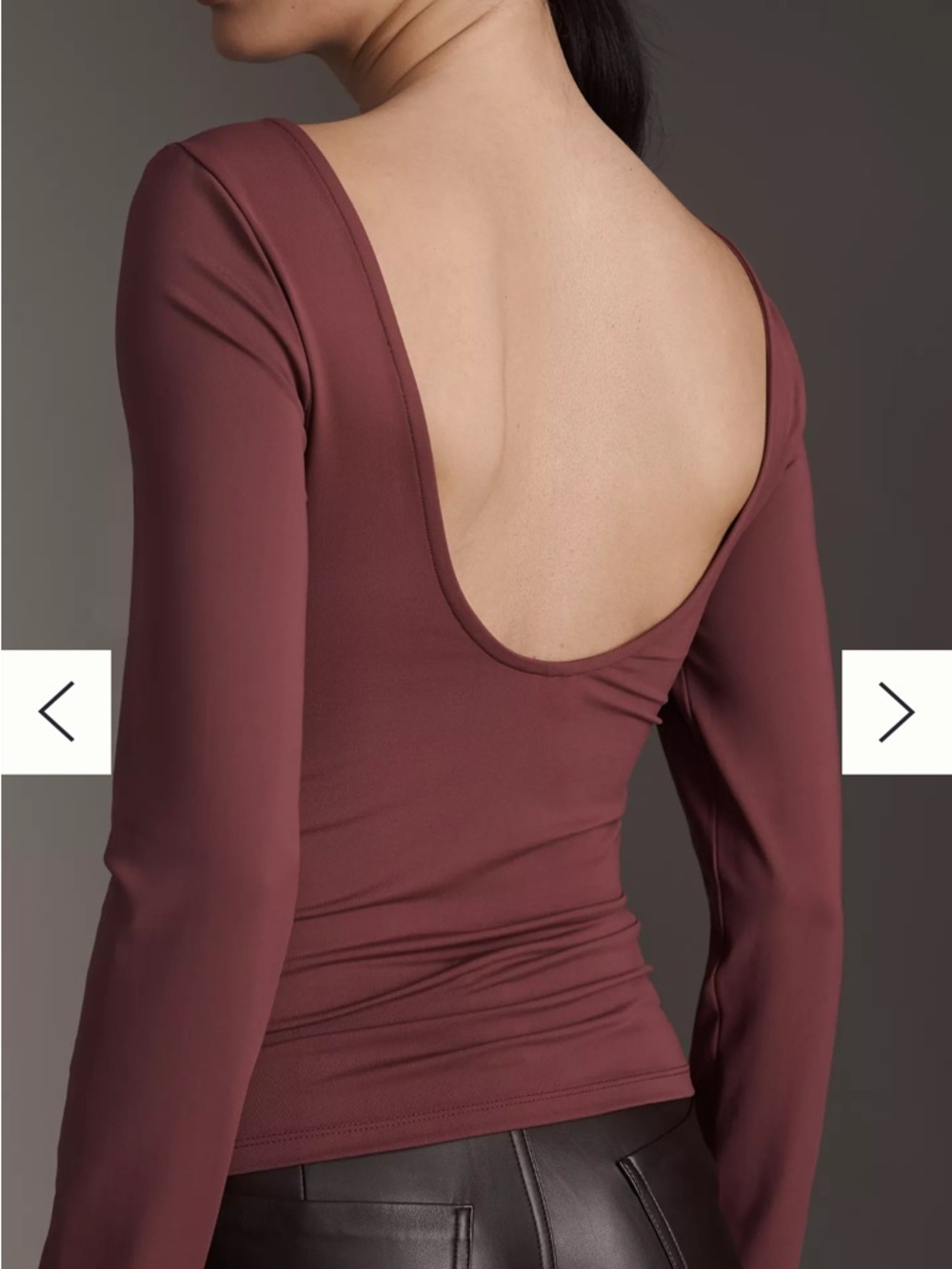 By Anthropologie Scooped-Back Long-Sleeve Top Soft Rose Taupe Medium - Picture 3 of 10